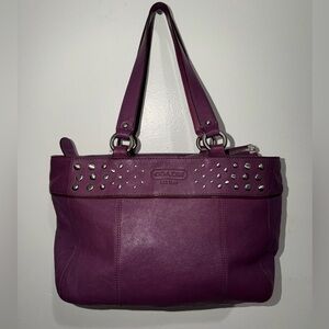 Coach Plum Studded Shoulder Bag